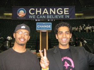 Yes i fell for the 2008 'Change and Hope; Obama marketing....Thats me in the glasses and college roommate 